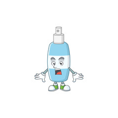 Poster - A cartoon design of spray hand sanitizer showing an amazed gesture