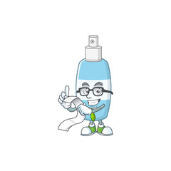 Sticker - Mascot cartoon concept of spray hand sanitizer with menu list