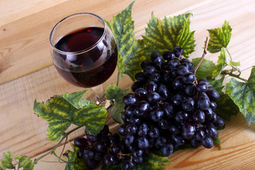 Wall Mural - Grape and wine on table