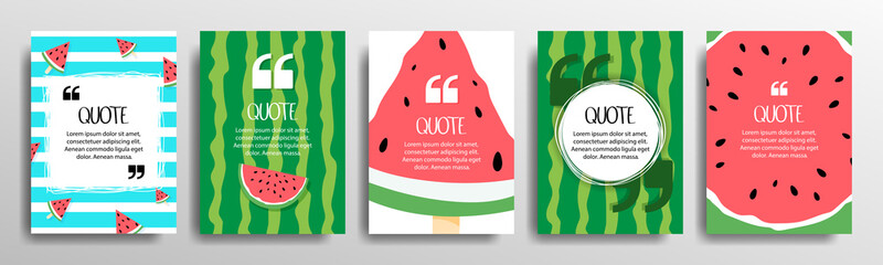 Quote frames set of blank templates. Text in brackets, quotation of blank speech bubbles, quotations. summer, layout design, greeting card, cover, banner, poster, template design, vector illustration.