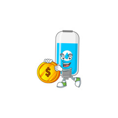 Poster - Wall hand sanitizer rich cartoon character have big gold coin