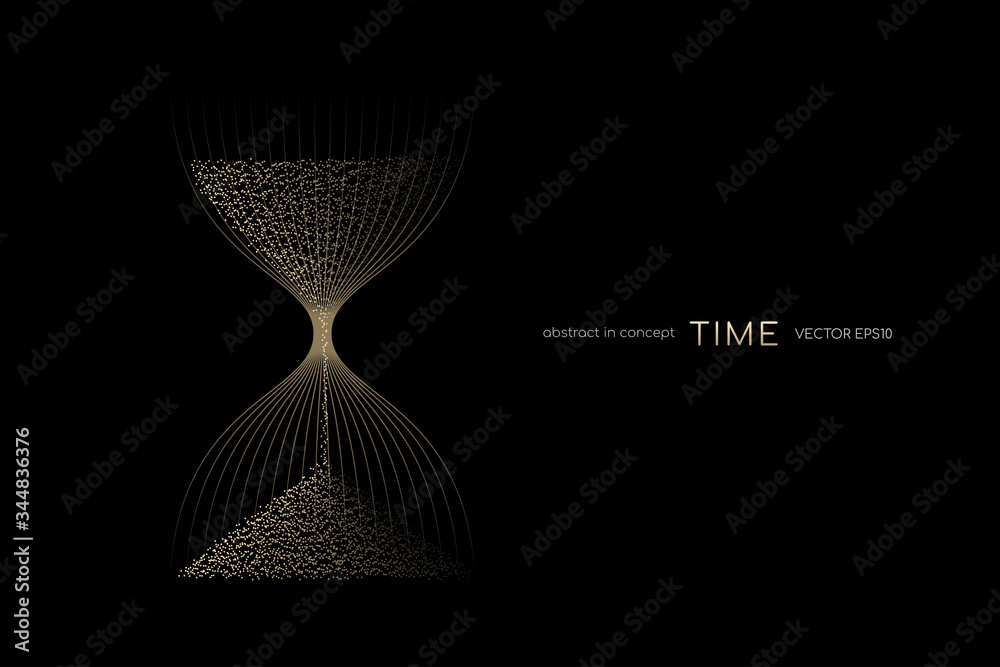 Hourglass From Gold Light Particles Flowing Isolated On Black hourglass-from-gold-light-particles-flowing-isolated-on-black