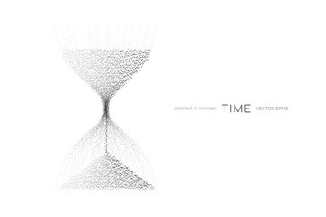 hourglass from black particles flowing isolated on white background. vector illustration in concept 