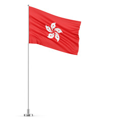 Hong Kong flag on a flagpole white background 3D illustration