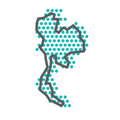 Wall Mural - Thailand simple outline map with green halftone dot pattern