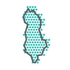 Wall Mural - Albania simple outline map with green halftone dot pattern