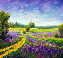 Flowers Paintings Monet Painting Claude Impressionism Paint Landscape Purple Flower Meadow Oil Fine Art