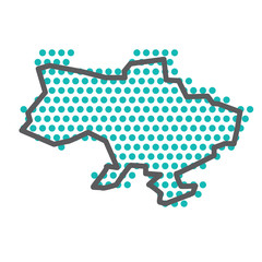 Wall Mural - Ukraine simple outline map with green halftone dot pattern