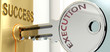 © GoodIdeas - Execution and success - pictured as word Execution on a key, to symbolize that Execution helps achieving success and prosperity in life and business, 3d illustration