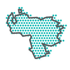 Wall Mural - Venezuela simple outline map with green halftone dot pattern