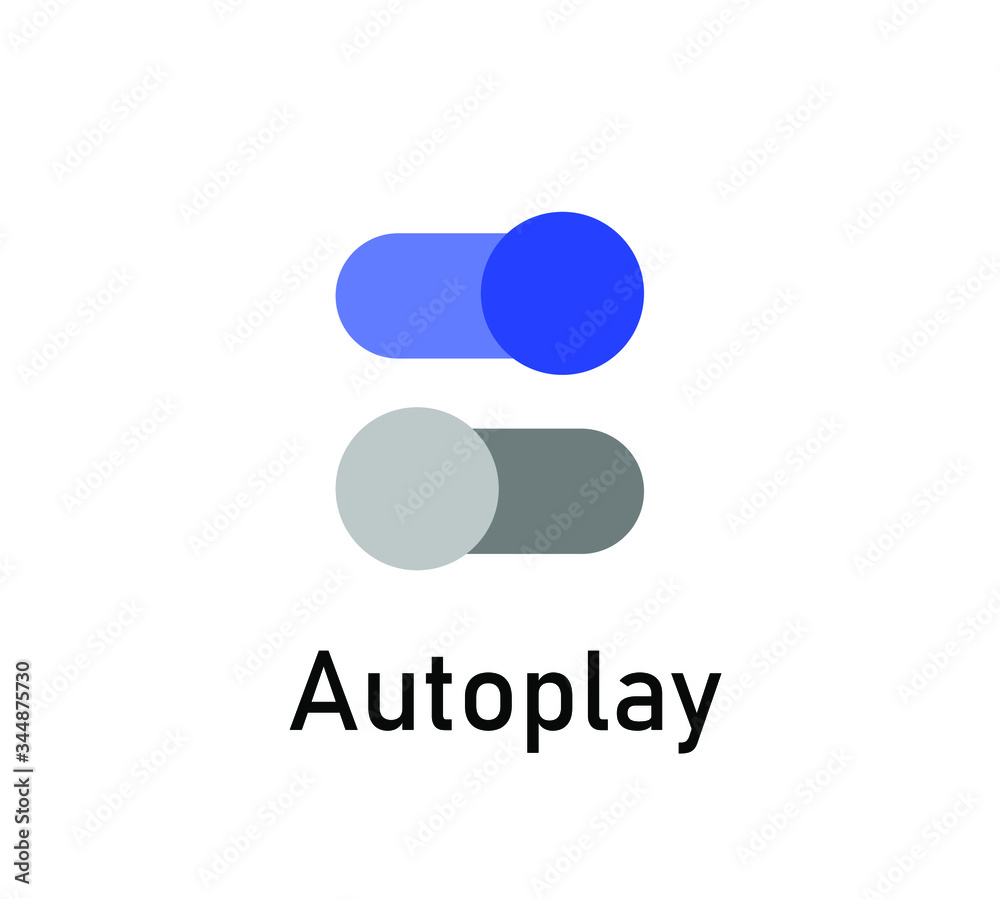 autoplay toggle switch isolated on white background, blue toggle switch ...