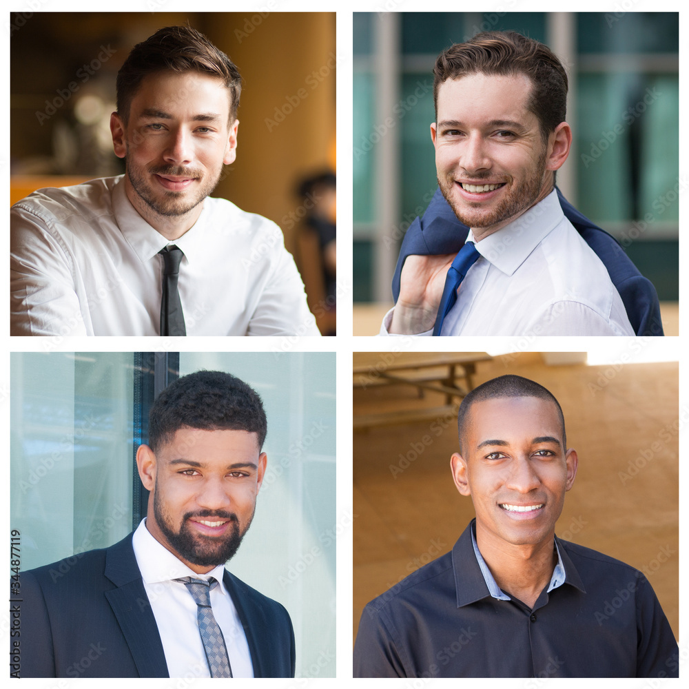 Cheerful happy diverse male professionals portrait set. Smiling men of ...
