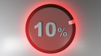 Poster - A red circle sign with the write 10% and a rotating cursor - 3D rendering video clip