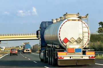 Canvas Print - Tanker storage truck on highway Poland