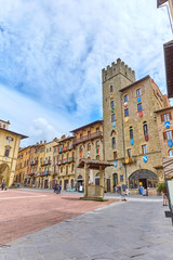 Poster - View of the Piazza Grande in the center of Arezzo in Tuscany, Italy,