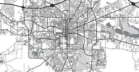 Urban vector city map of Tallahassee, USA. Florida state capital