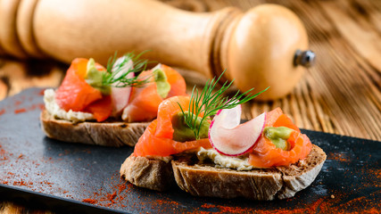 Wall Mural - bruschetta with salmon