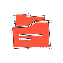 Poster - File folder icon in comic style. Documents archive cartoon vector illustration on isolated background. Storage splash effect business concept.
