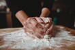 Hands preparing and kneading gnocchi 