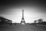 Fototapeta Boho - Beautiful cityscape view of the Eiffeltower in Paris, France, a popular tourist attraction, in black and white