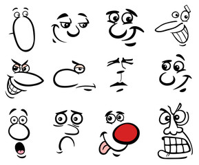 Wall Mural - cartoon people faces or emotions set