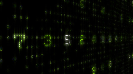 Digital World Data Space number digits text 3D illustration background.