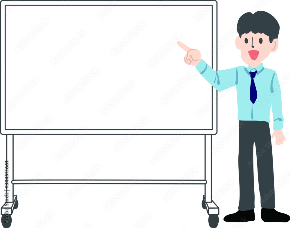 ホワイトボードと男性の先生のイラスト Wall Mural Wallpaper Murals Zstockill