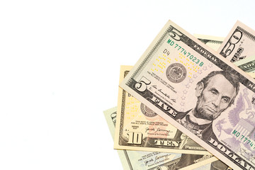 dollar bills on a white background