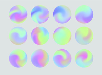 Poster - Set of gradient orbs. Colorful circles in neon holographic tones.