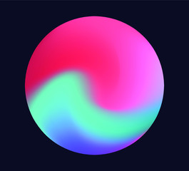Poster - Gradient orb, colorful circle in neon holographic tones.