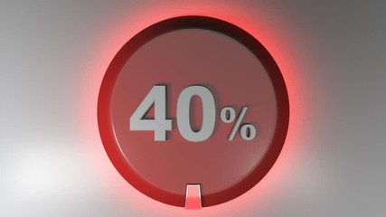 Poster - A red circle sign with the write 40% and a rotating cursor - 3D rendering video clip