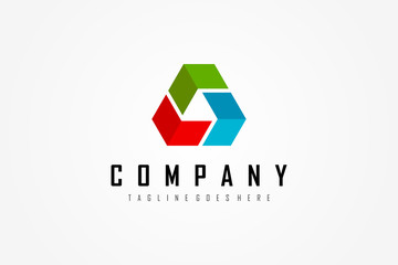 Leinwandbilder - Abstract Triangle Logo. Colorful Geometric Triple Arrows Combination. Usable for Business and Technology Logos. Flat Vector Logo Design Template Element.