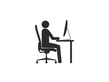 Work At Home Icon. Vector Illustration, Flat Design.
