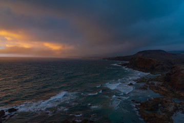 Wall Mural - colorful sunset of Fuerteventura in Spain Canary islands