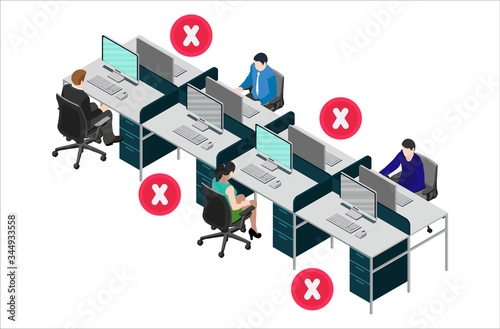 Fotomural Social distancing at office workstation