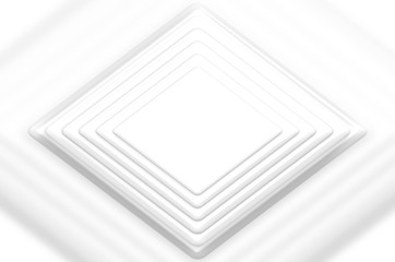 Poster - 3d rendering. many layer of Empty White square grid paper plate or stage background.