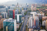 Fototapeta Londyn - Aerial view of empty streets during covid19 quarantine in Santiago de Chile