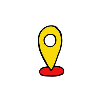 map pointer doodle icon, vector illustration