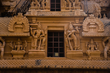 Wall Mural - A beautiful view of the entry tower of a Tanjore temple in India