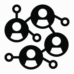 Social network icon. Community of people. Association of people. Commonwealth. Communication between people. Illustration of communication partners. Vector icon.