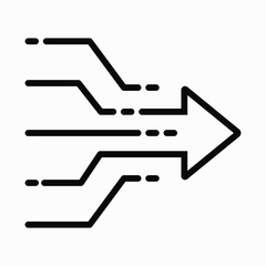 Fototapete - Icon for solving a problem. Illustration of simplicity. Brainstorm. Business concept. Merging directions. Traffic. Traffic flows. Connection of traffic, directions. Vector icon.