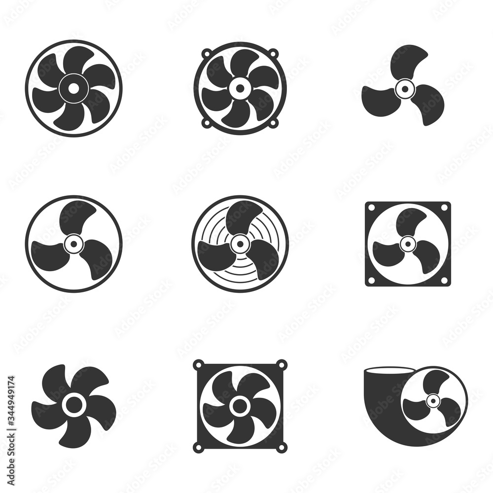 fan icon set. cooler Vector illustration Stock Vector | Adobe Stock