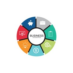 Pie chart set, Circle icons for infographic. Colorful diagram sections and steps. Pie chart for data analysis, business presentation, UI, web design. Vector illustration.