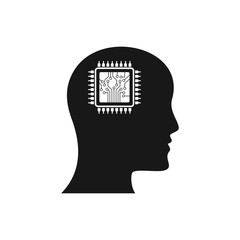 Wall Mural - brain Artificial intelligence icon, human head vector Illustration