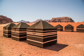 Wall Mural - camping in red rock desert wadi rum