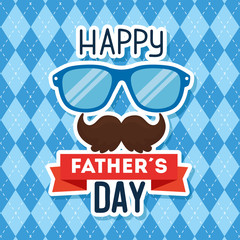 Poster - happy fathers day card with hipster accessories decoration vector illustration design