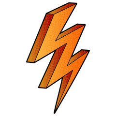 Poster - lightning vector design. digital hand drawn. halftone texture