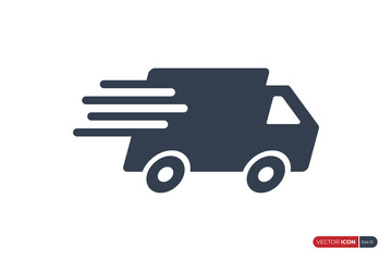 Poster - Fast Shipping Delivery Truck Icon isolated on White Background. Usable for Apps, Websites and Business Resources. Flat Vector Icon Design Template Element.