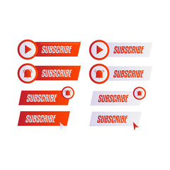 Poster - Red subscribe button set with bell and video icon for design element