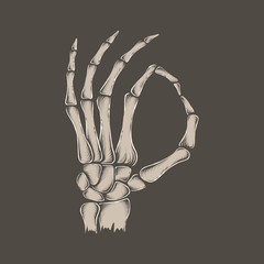 Wall Mural - Hand drawing vintage skeleton ok hand vector illustration